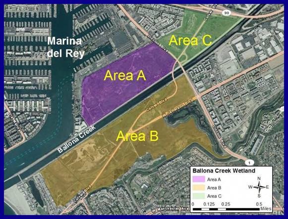Ballona Wetlands Area A, B, C Map