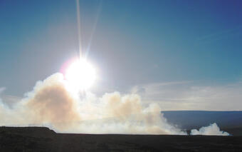 Volcanic Smog (vog) is produced from SO2 gas and is a hazard in Haw...
